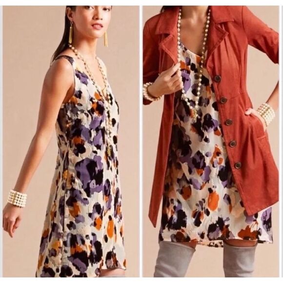 Cabi Radiant Velvet Burnout Mini Dress Floral Sz XS - Picture 1 of 15